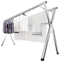 JAUREE 63 Inches Clothes Drying Rack, Drying Rack Clothing Folding Indoor Outdoor, Heavy Duty Stainless Steel Laundry Rack, Foldable Portable Large Clothes Rack Garment Rack with 20 Windproof Hooks